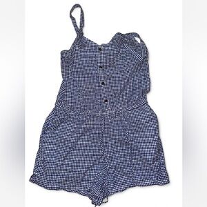 Blue and White Checkered Jumpsuit with Relaxed Fit